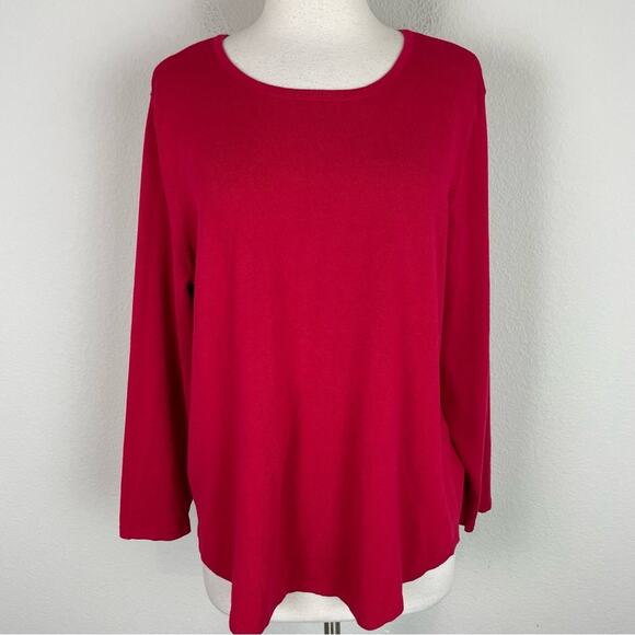 Chico's Red Crew Neck Zip Back Pull Over Sweater 3 - Picture 1 of 8